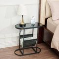 Glass Oval Small Side Tables Living Room Small Space With Magazines Organizer Storage Space Black Bedroom Oval American Design Storage Stainless Steel