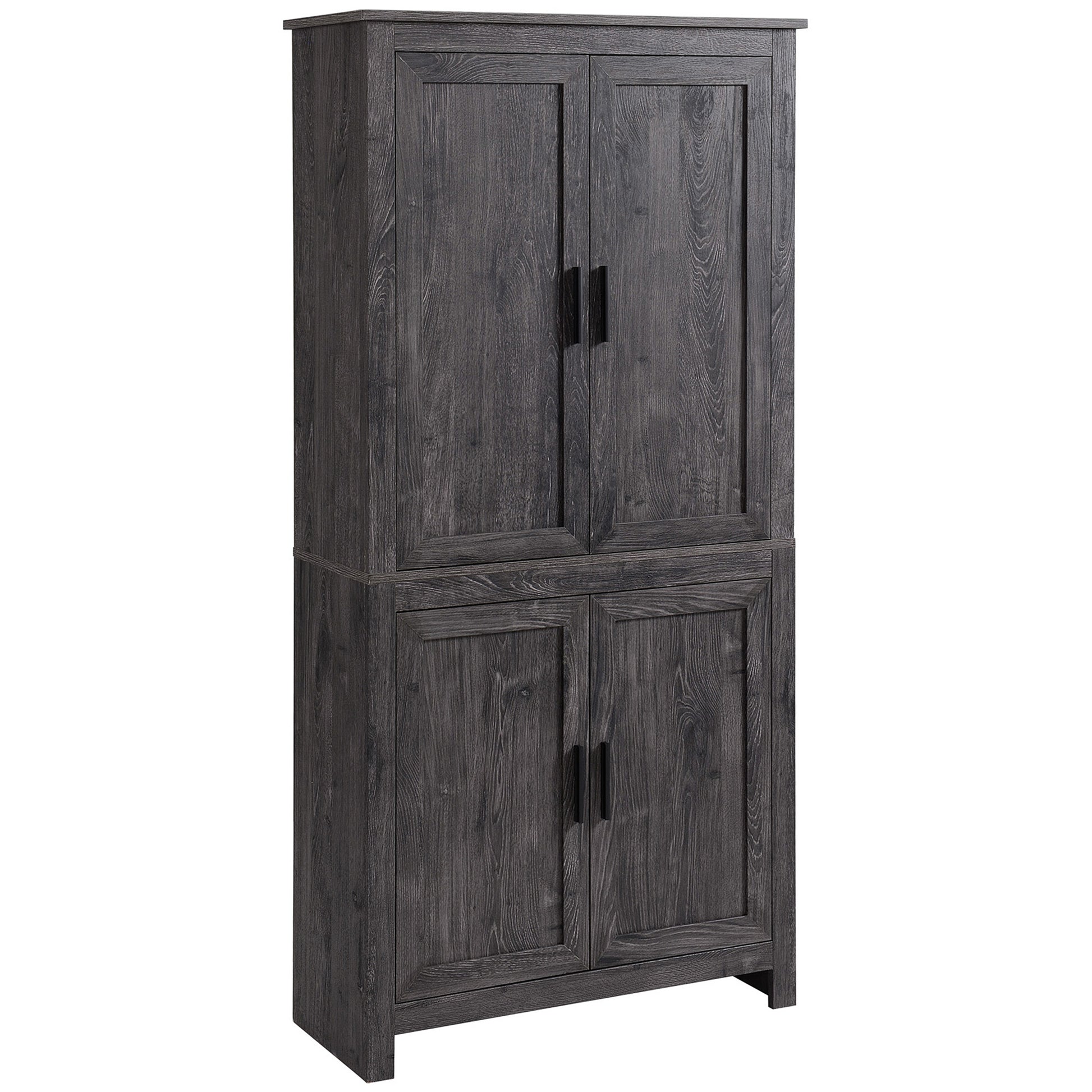 64" 4 Door Kitchen Pantry, Freestanding Storage Cabinet With 3 Adjustable Shelves For Kitchen, Dining Or Living Room, Grey Grey Particle Board