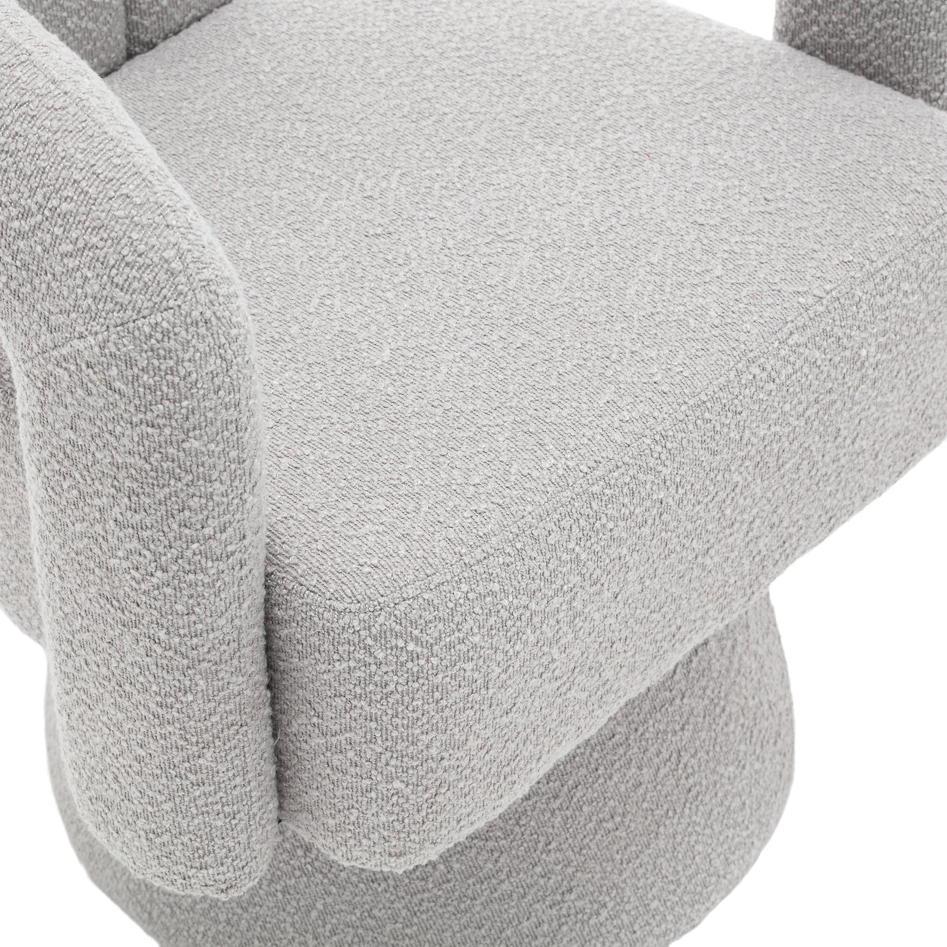 Coolmore 360 Degree Swivel Cuddle Barrel Accent Chairs, Round Armchairs With Wide Upholstered, Fluffy Fabric Chair For Living Room, Bedroom, Office, Waiting Rooms Light Gray Boucle Light Gray Foam Boucle