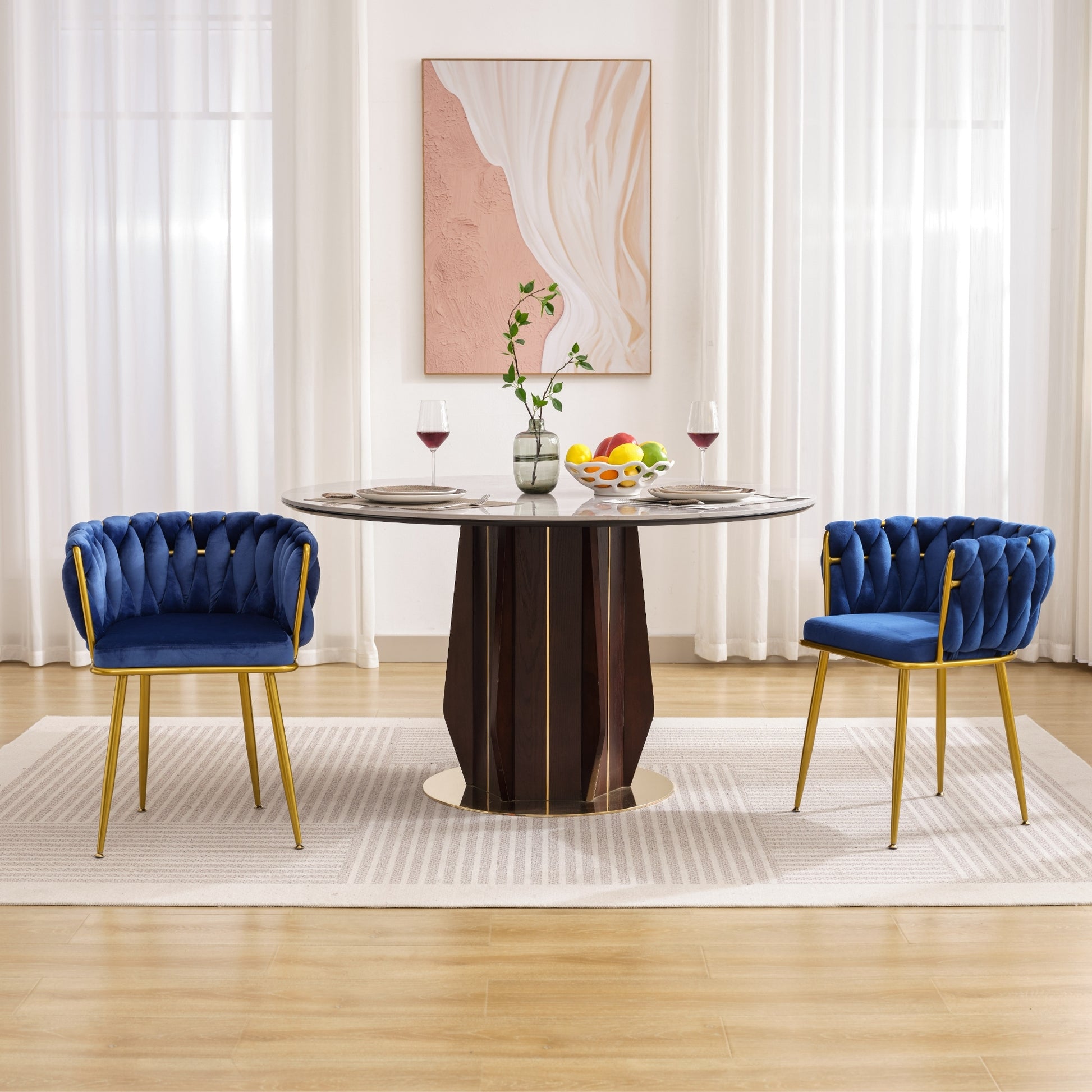 Living Room Chairs,Velvet Makeup Vanity Chair With Back Arm Modern Bedroom Accent Chair Elegant Comfy Single Upholstered Chair With Gold Metal Legs Blue,2 Set Blue Foam Velvet