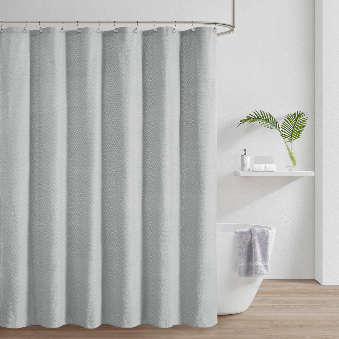 Matelasse Shower Curtain Gray Cotton