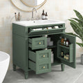 30'' Bathroom Vanity With Top Sink, Modern Bathroom Storage Cabinet With 2 Drawers And A Tip Out Drawer, Single Sink Bathroom Vanity Green Mdf