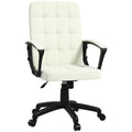 Fabric Office Chair, Computer Desk Chair, Swivel Task Chair With Arms, Adjustable Height, Swivel Wheels, Mid Back, Cream White Cream White Polyester