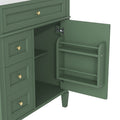 30'' Bathroom Vanity With Top Sink, Modern Bathroom Storage Cabinet With 2 Drawers And A Tip Out Drawer, Single Sink Bathroom Vanity Green Mdf