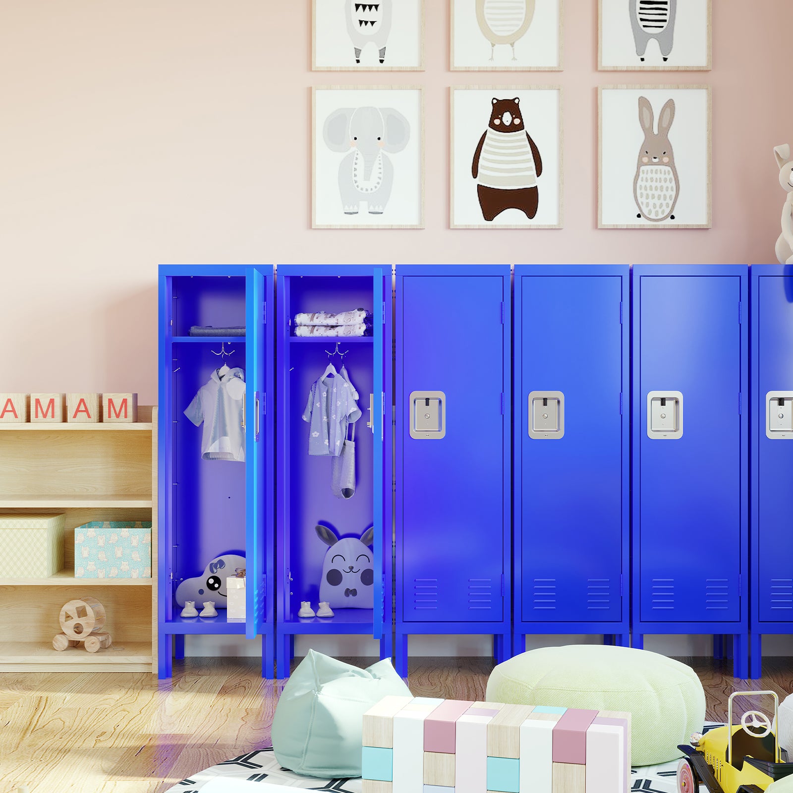 1 Door Tall Single Metal Locker Retro Style Storage Cabinet Industrial Furniture For Living Room Bedroom Storage Room Gym School Blue Blue Steel