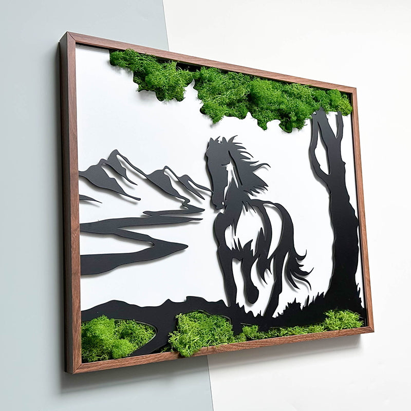 Horse Moss Metal Wall Art Green Iron