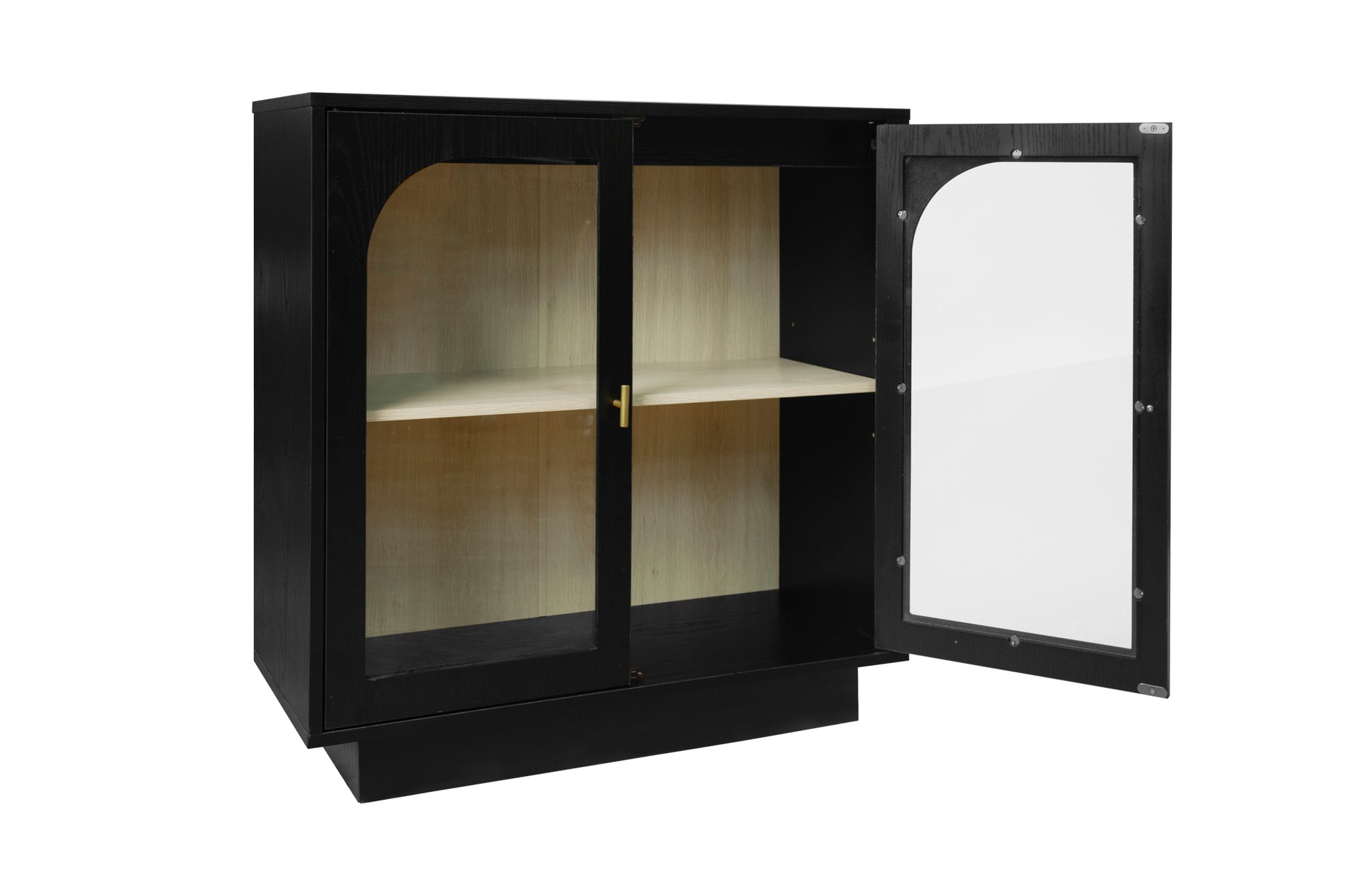 Storage Cabinet With Acrylic Door For Living Room, Dining Room, Study Black Particle Board