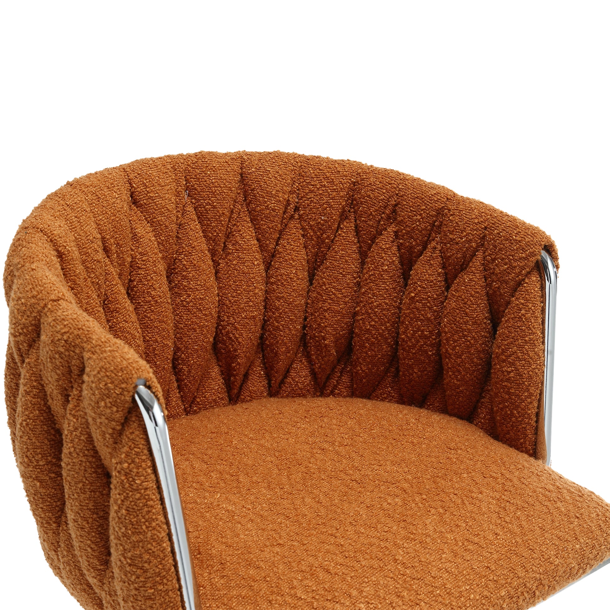 Coolmore Vintage Bar Stools With Back And Footrest Counter Height Dining Chairs 2Pc Set Orange Boucle