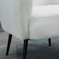 Teddy Fleece Fabric Accent Chair, Mid Century Modern Barrel Armchair With Metal Legs And Soft Padding, Upholstered Single Sofa Side Chair For Living Room, Cream Cream White Foam