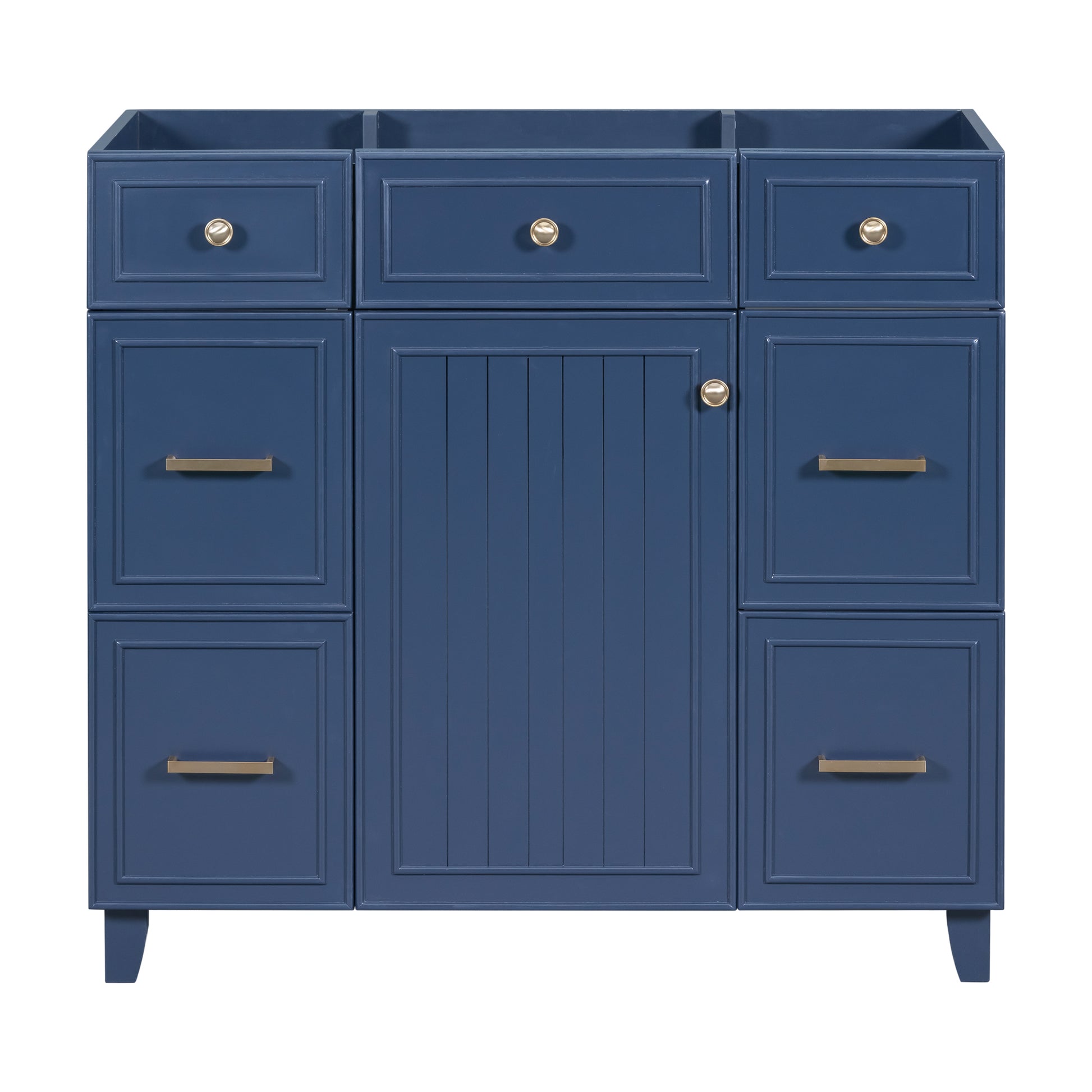 Cabinet Only 36" Bathroom Vanity Blue Navy Blue Solid Wood Mdf