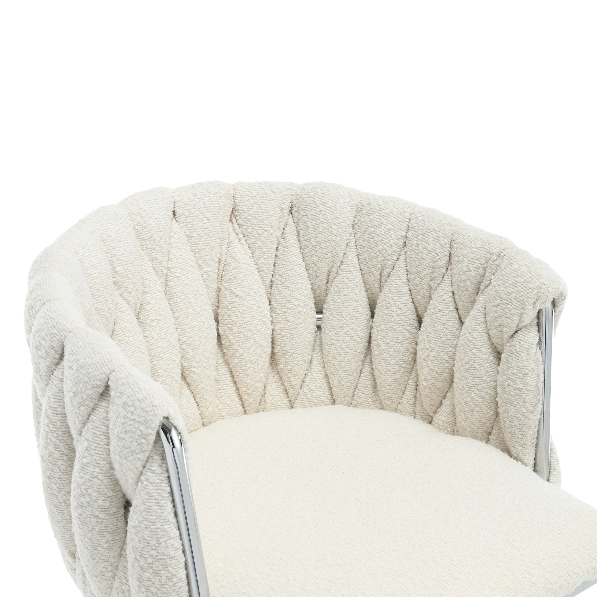 Coolmore Vintage Bar Stools With Back And Footrest Counter Height Dining Chairs 2Pc Set Ivory Boucle