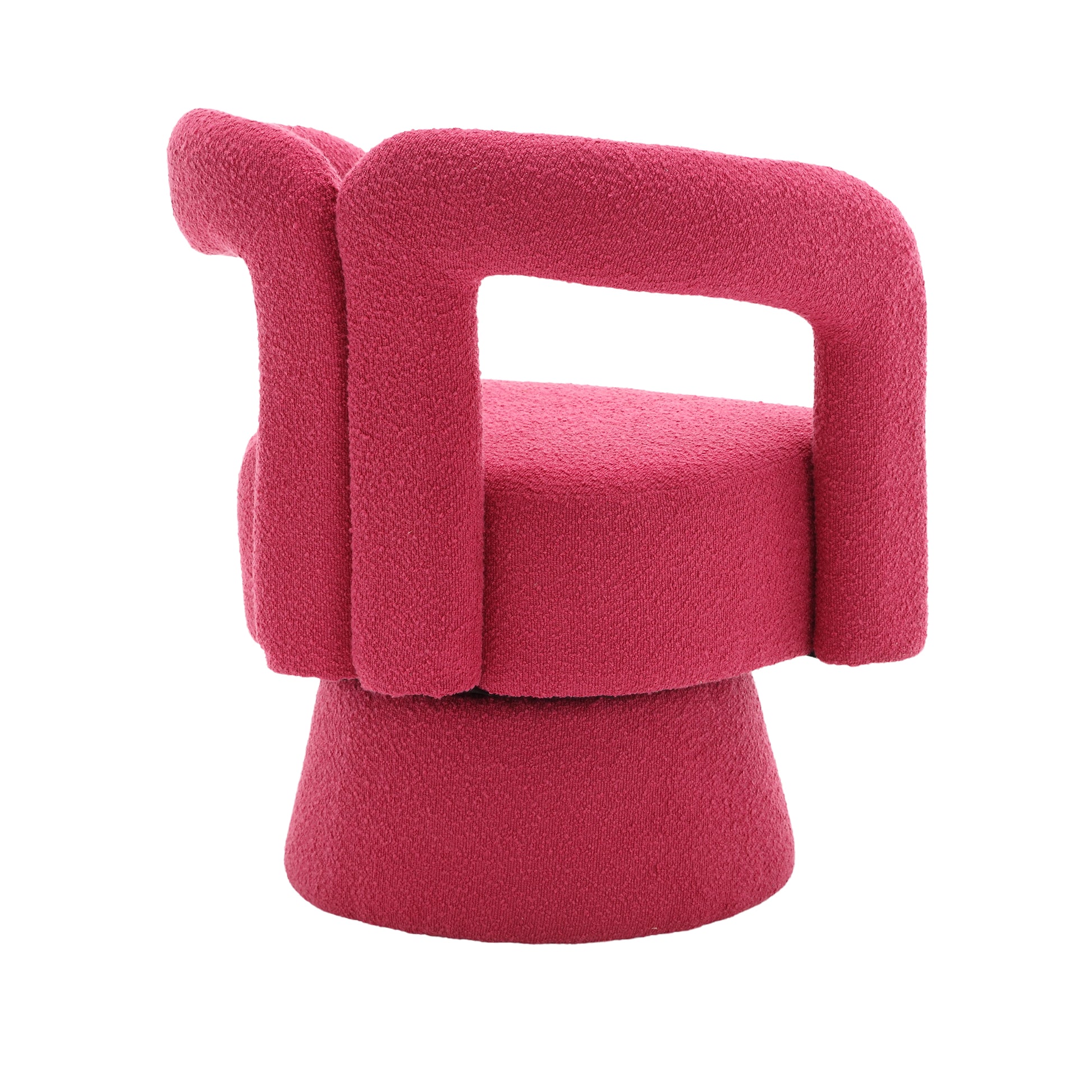 Coolmore 360 Degree Swivel Cuddle Barrel Accent Chairs, Round Armchairs With Wide Upholstered, Fluffy Fabric Chair For Living Room, Bedroom, Office, Waiting Rooms Rose Red Boucle Rose Red Foam Boucle
