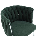 Coolmore Leisure Dining Chairs Accent Chair Velvet Accent Lounge Chair With Metal Feet 2Pc Set Emerald Boucle
