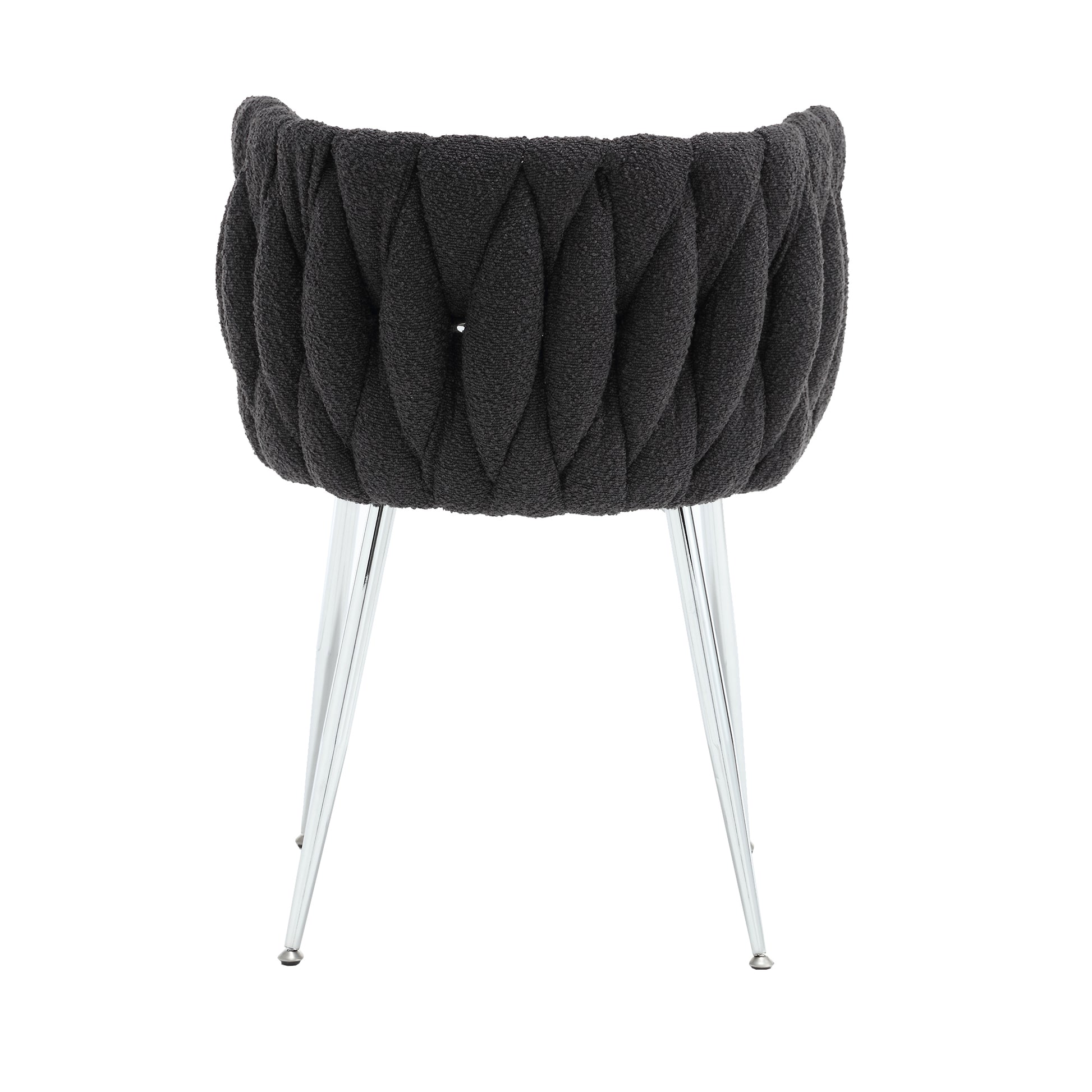 Coolmore Leisure Dining Chairs Accent Chair Velvet Accent Lounge Chair With Metal Feet 2Pc Set Black Boucle