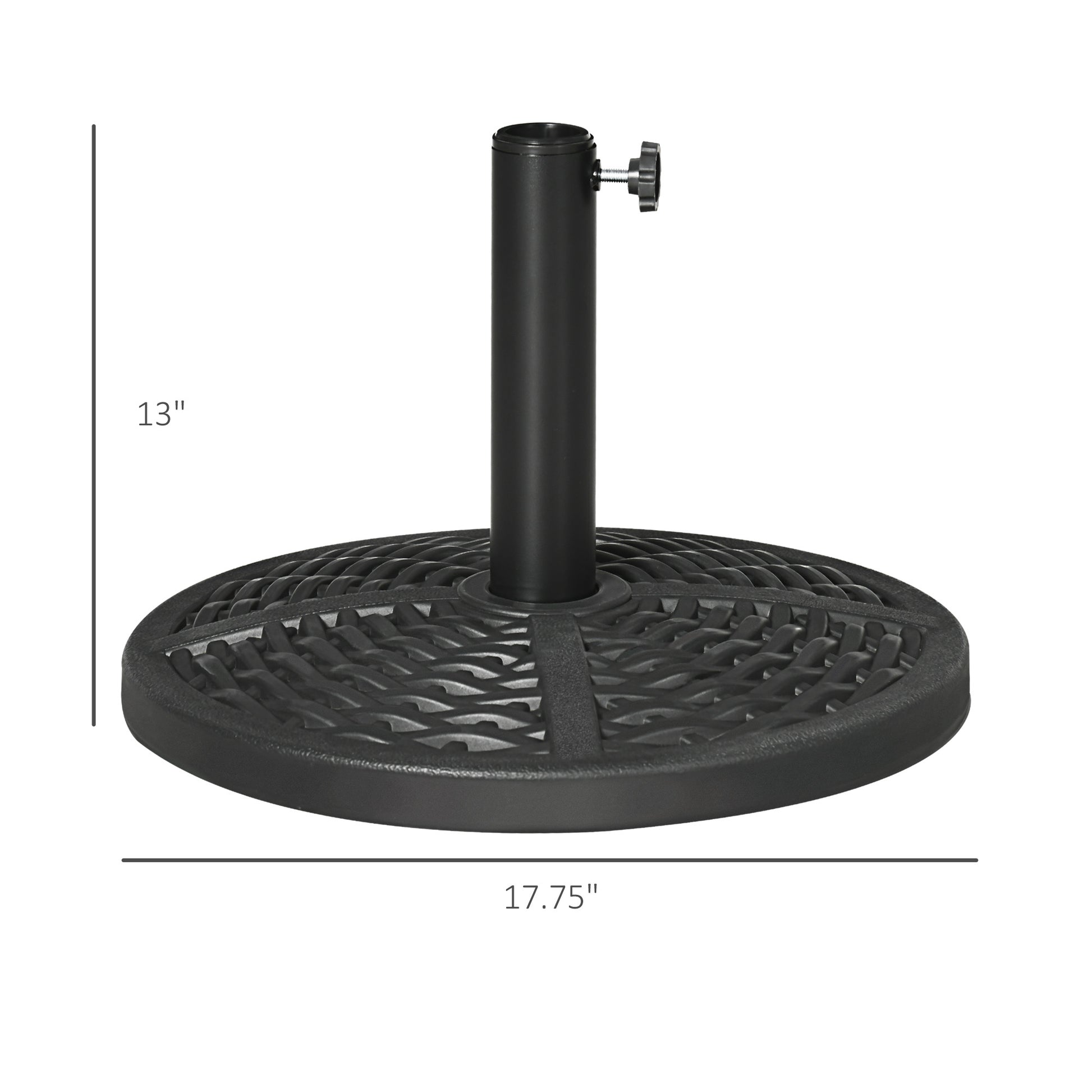 21 Lbs. Market Umbrella Base Holder 18" Heavy Duty Round Parasol Stand With Rattan Design For Patio, Black Black Steel
