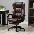 High Back Massage Office Chair With 6 Point Vibration, 5 Modes, Executive Chair, Pu Leather Swivel Chair With Reclining Back, And Retractable Footrest, Brown Brown Pu Leather
