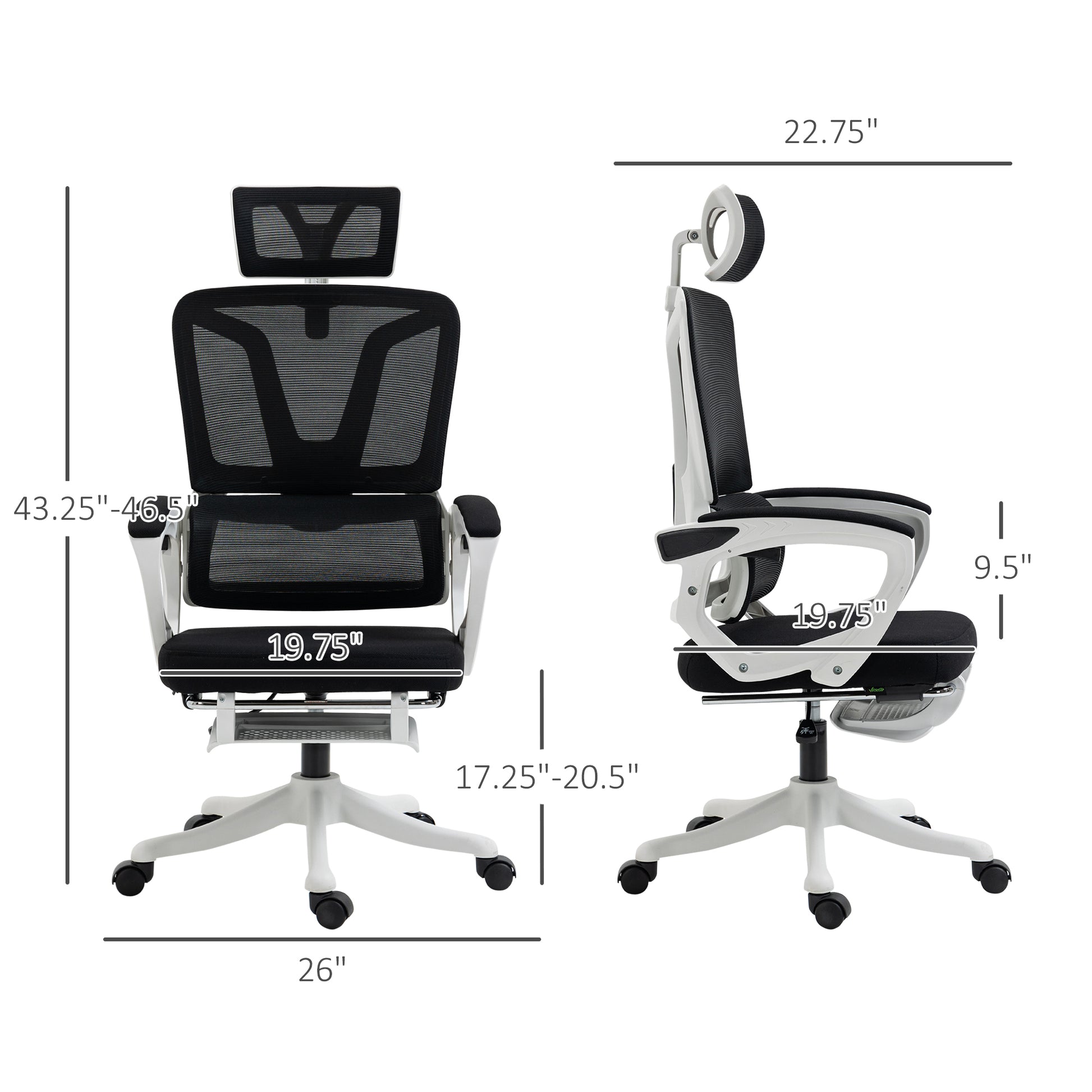 High Back Home Office Chair, Fabric Computer Desk Chair With Adjustable Headrest, Lumbar Support, Armrest, Foot Rest, Reclining Back, Black Black Polyester