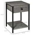 Industrial End Table With Storage Shelf, Accent Side Table With Drawer For Living Room, Or Bedroom, Grey Grey Particle Board