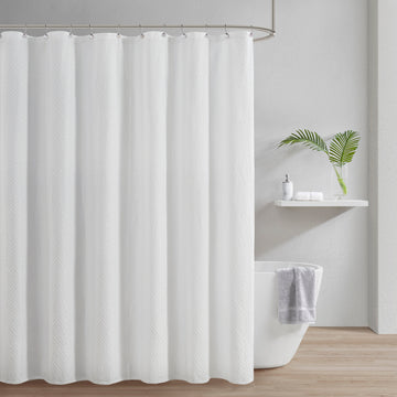 Matelasse Shower Curtain White Cotton