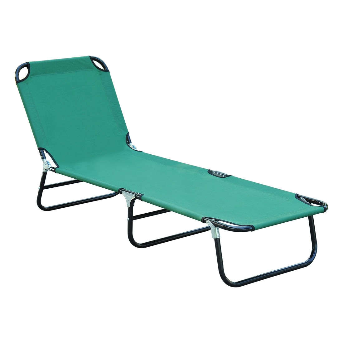 Foldable Outdoor Chaise Lounge Chair, 5 Level Reclining Camping Tanning Chair With Strong Oxford Fabric For Beach, Yard, Patio, Pool, Green Green Steel