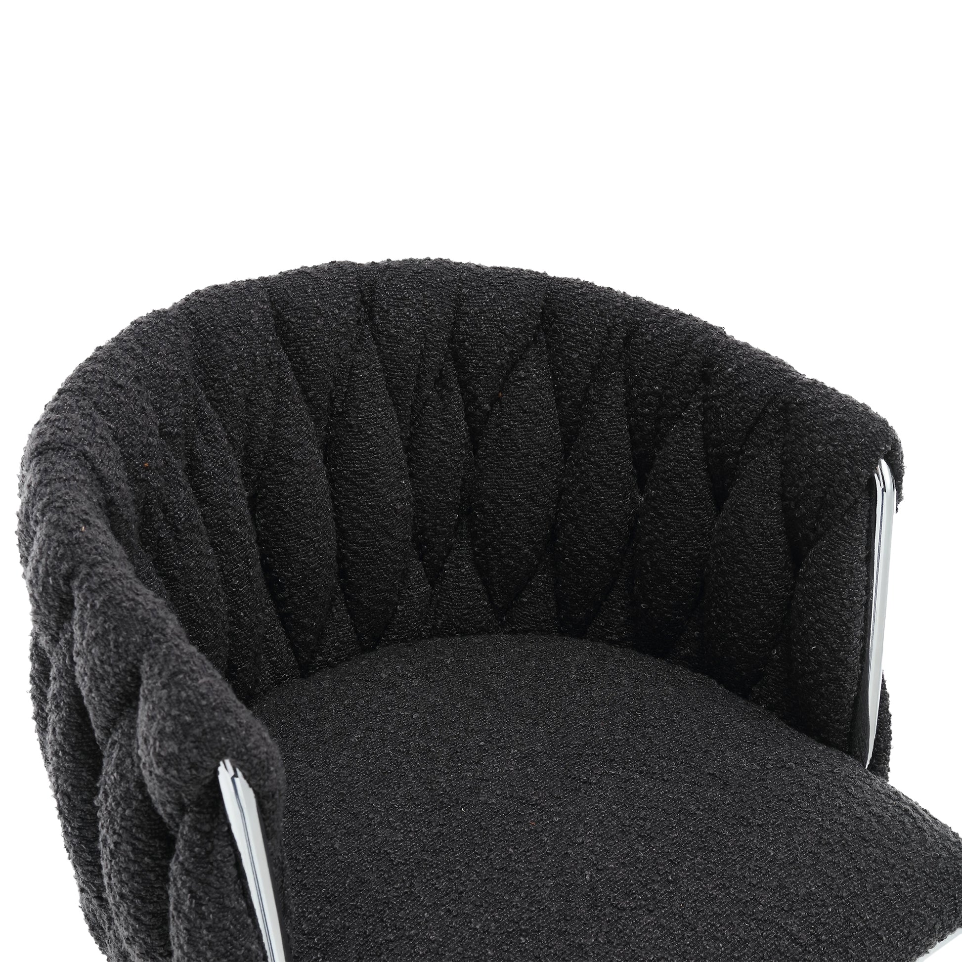 Coolmore Vintage Bar Stools With Back And Footrest Counter Height Dining Chairs 2Pc Set Black Boucle