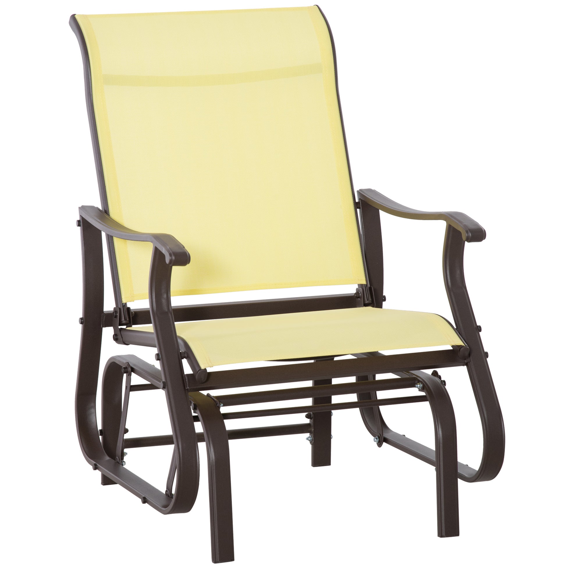 Outdoor Swing Glider Chair, Patio Mesh Rocking Chair With Steel Frame For Backyard, Garden And Porch, Beige Beige Steel