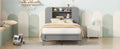 Twin Size Platform Bed With Storage Headboard,Multiple Storage Shelves On Both Sides,Grey Grey Wood