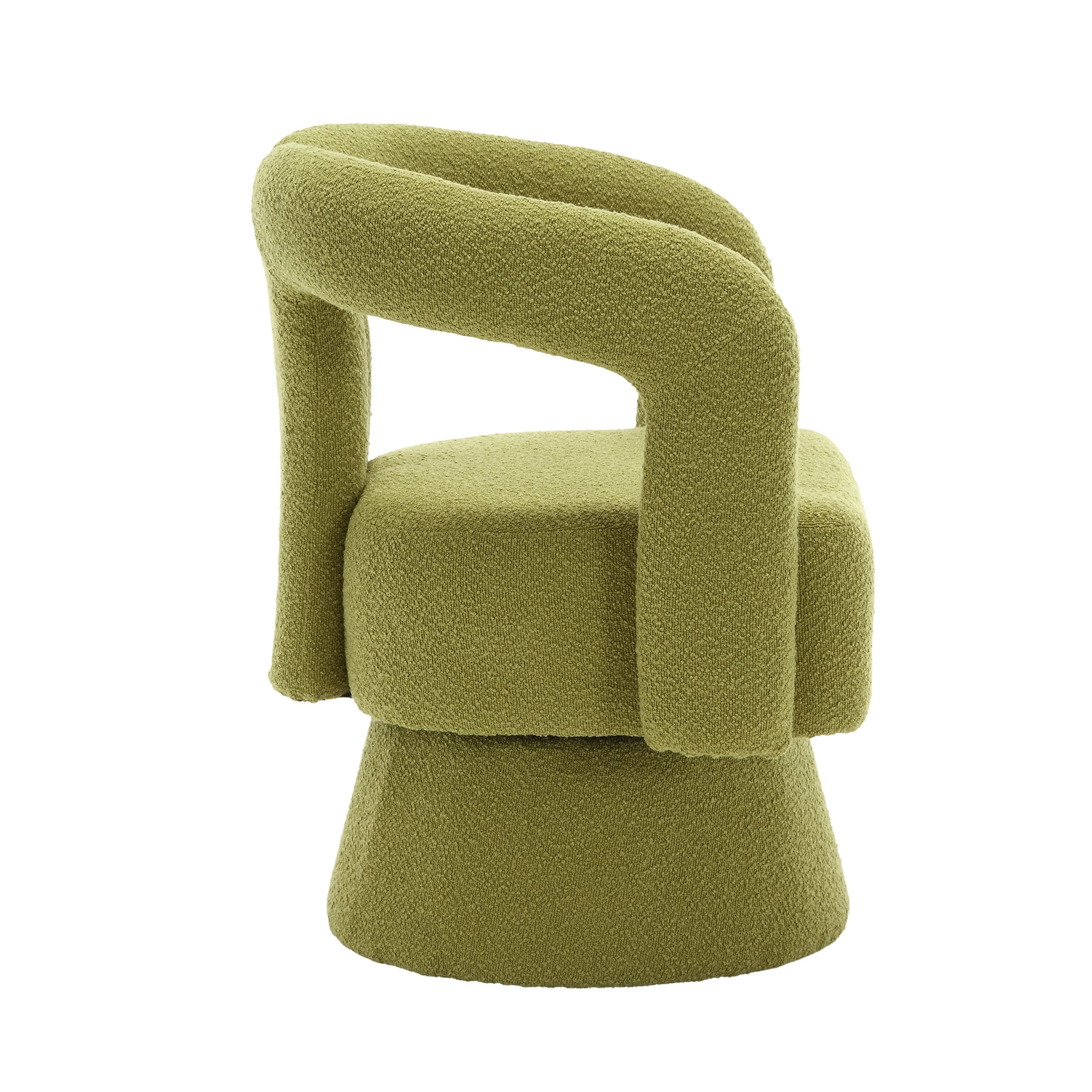 Coolmore 360 Degree Swivel Cuddle Barrel Accent Chairs, Round Armchairs With Wide Upholstered, Fluffy Fabric Chair For Living Room, Bedroom, Office, Waiting Rooms Olive Green Boucle Olive Green Foam Boucle