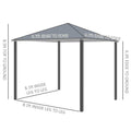 10' X 10' Patio Gazebo, Outdoor Gazebo Canopy Shelter With Netting & Curtains, Vented Roof, For Garden, Lawn, Backyard And Deck, Black Black Metal