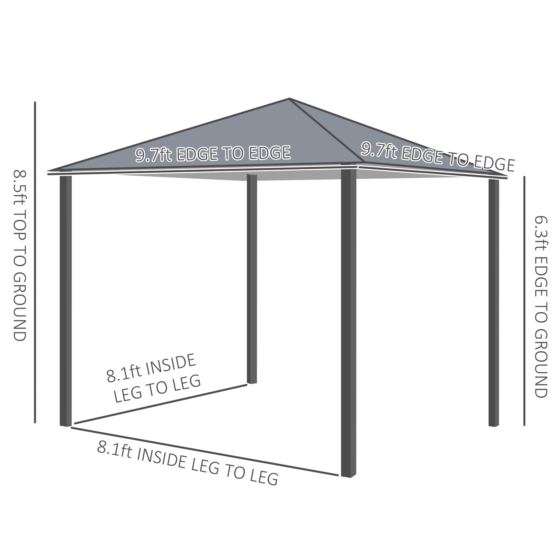 10' X 10' Patio Gazebo, Outdoor Gazebo Canopy Shelter With Netting & Curtains, Vented Roof, For Garden, Lawn, Backyard And Deck, Black Black Metal