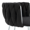 Coolmore Leisure Dining Chairs Accent Chair Velvet Accent Lounge Chair With Metal Feet 2Pc Set Black Boucle