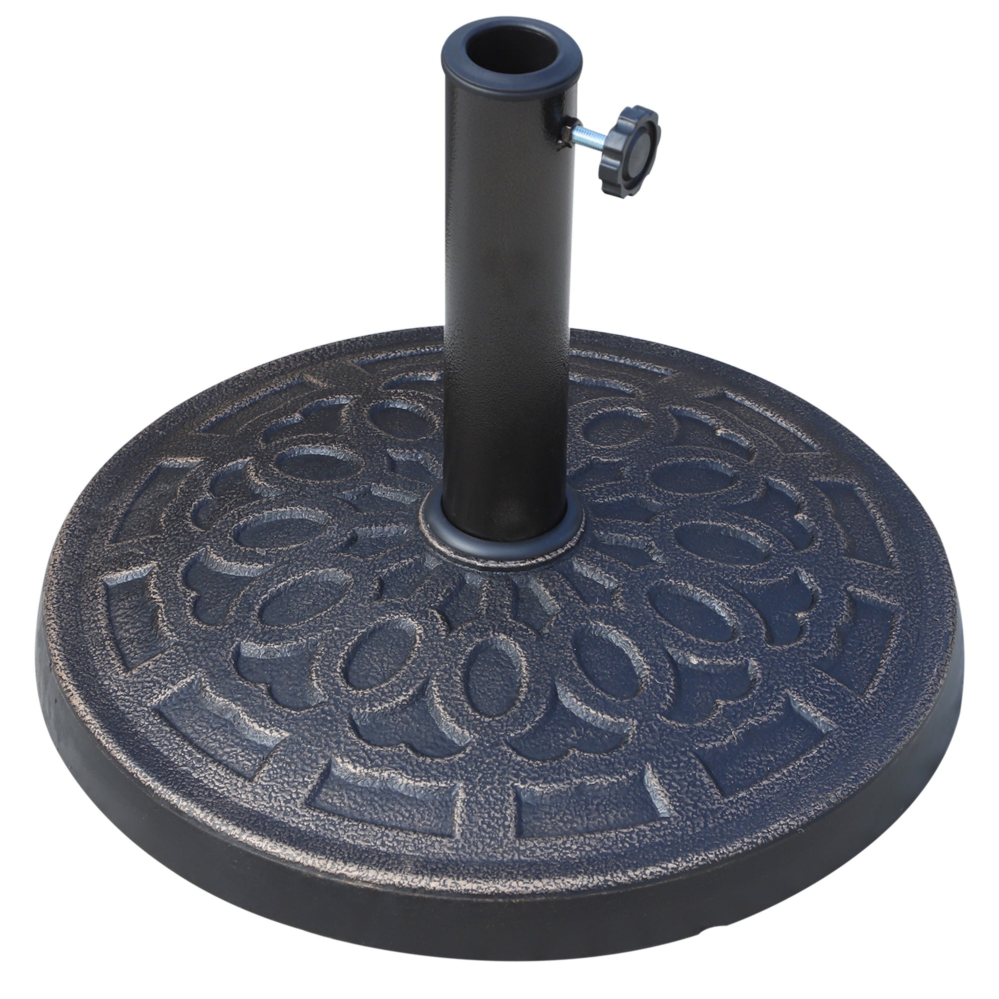 17" 26 lbs Round Resin Umbrella Base Stand Market bronze-stone