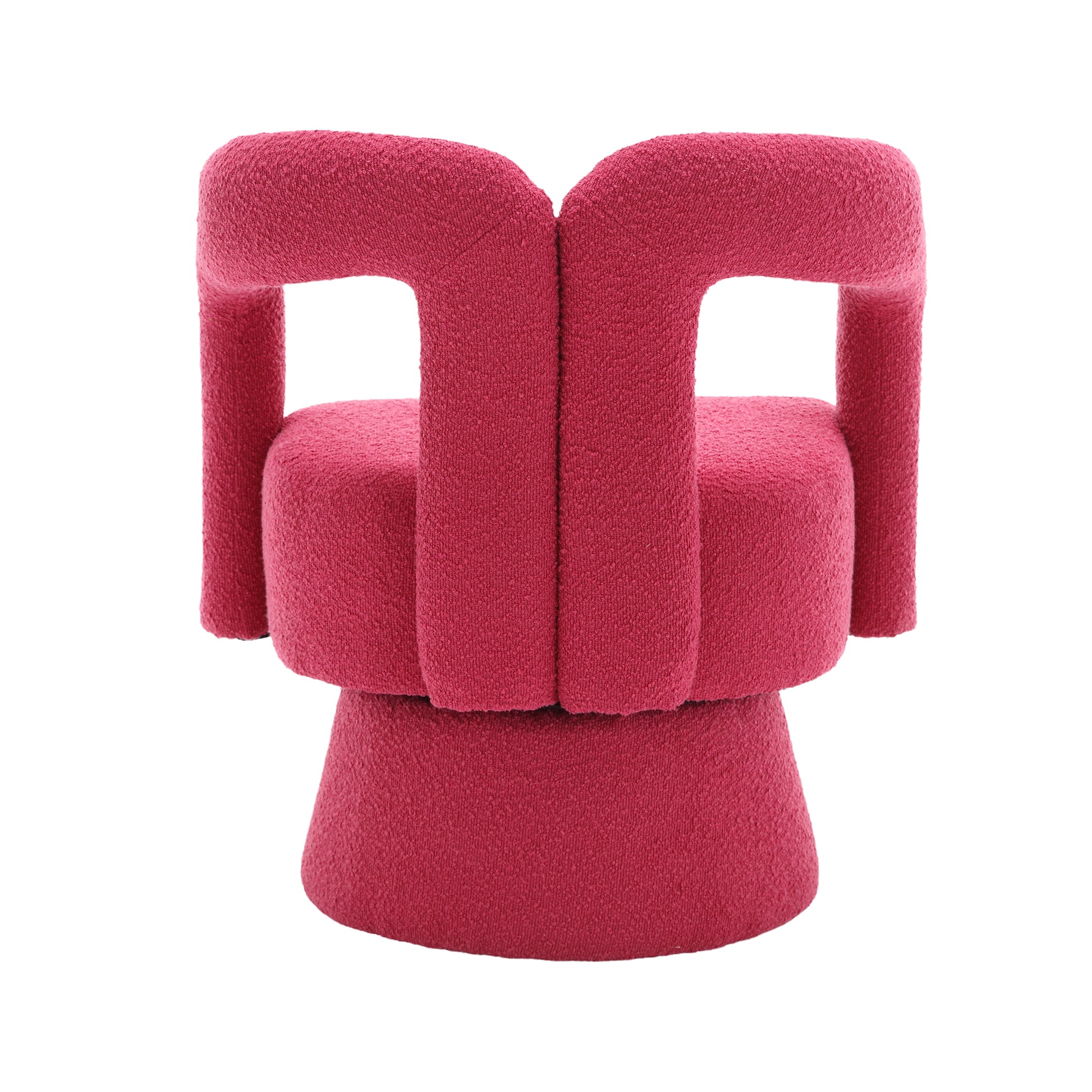 Coolmore 360 Degree Swivel Cuddle Barrel Accent Chairs, Round Armchairs With Wide Upholstered, Fluffy Fabric Chair For Living Room, Bedroom, Office, Waiting Rooms Rose Red Boucle Rose Red Foam Boucle