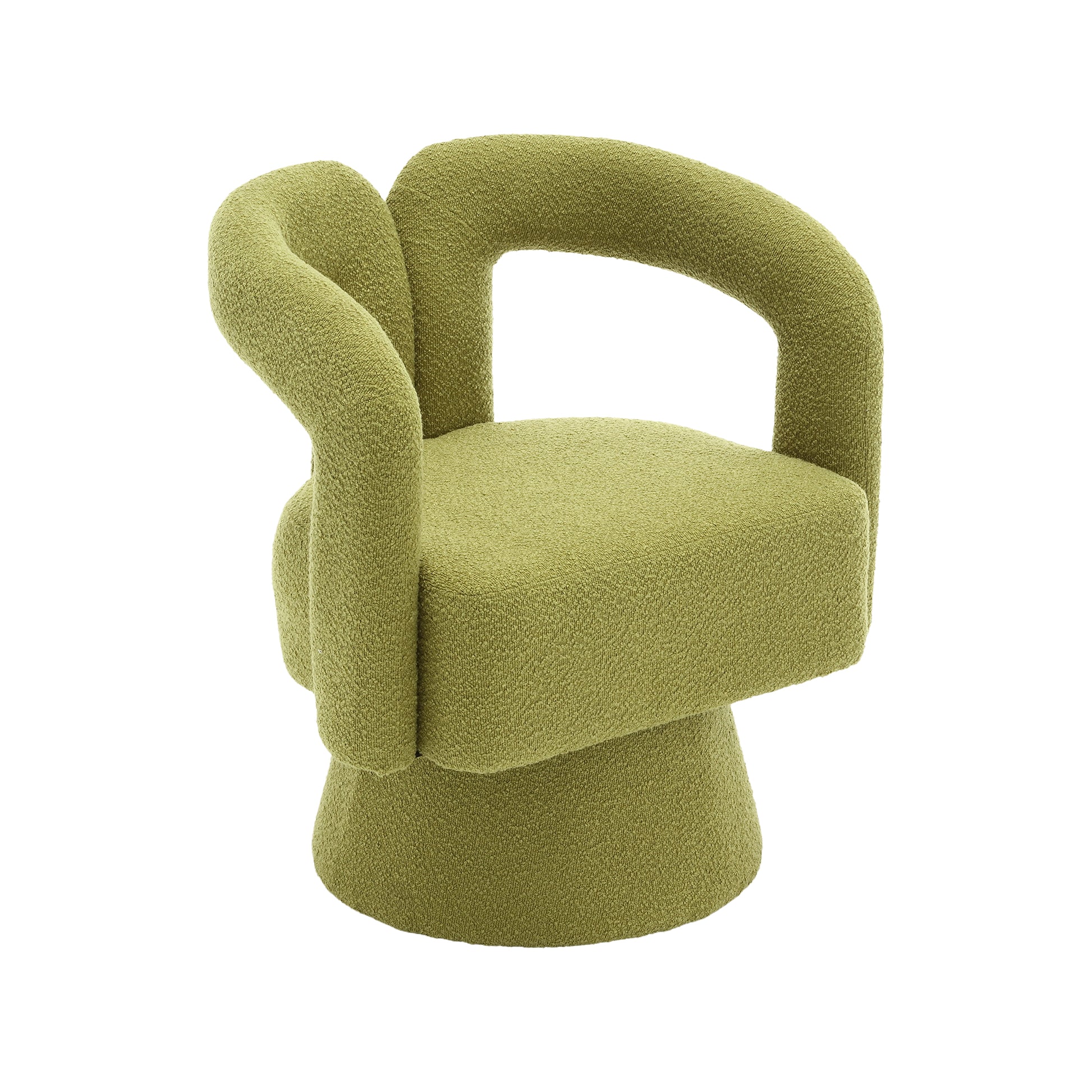 Coolmore 360 Degree Swivel Cuddle Barrel Accent Chairs, Round Armchairs With Wide Upholstered, Fluffy Fabric Chair For Living Room, Bedroom, Office, Waiting Rooms Olive Green Boucle Olive Green Foam Boucle