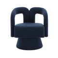 Coolmore 360 Degree Swivel Cuddle Barrel Accent Chairs, Round Armchairs With Wide Upholstered, Fluffy Fabric Chair For Living Room, Bedroom, Office, Waiting Rooms Navy Boucle Navy Foam Boucle