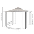 10' X 10' Patio Gazebo, Double Roof Outdoor Gazebo Canopy Shelter With Netting, Steel Corner Frame For Garden, Lawn, Backyard And Deck, Beige Beige Steel