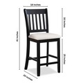 Casual Seating Black Finish Chairs Set Of 2 Rubberwood Transitional Slatted Back Design Dining Room Furniture Counter Chairs Solid White Dining Room Rubberwood Slat Back Engineered Wood Black White Painted Foam Dry Clean Rectangular