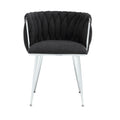 Coolmore Leisure Dining Chairs Accent Chair Velvet Accent Lounge Chair With Metal Feet 2Pc Set Black Boucle