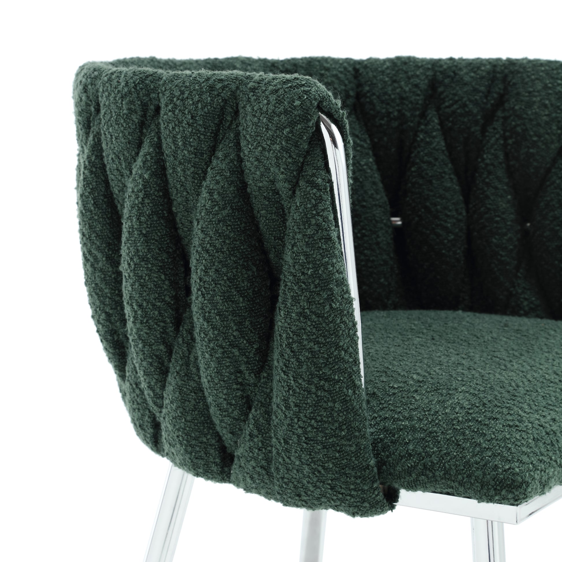 Coolmore Leisure Dining Chairs Accent Chair Velvet Accent Lounge Chair With Metal Feet 2Pc Set Emerald Boucle