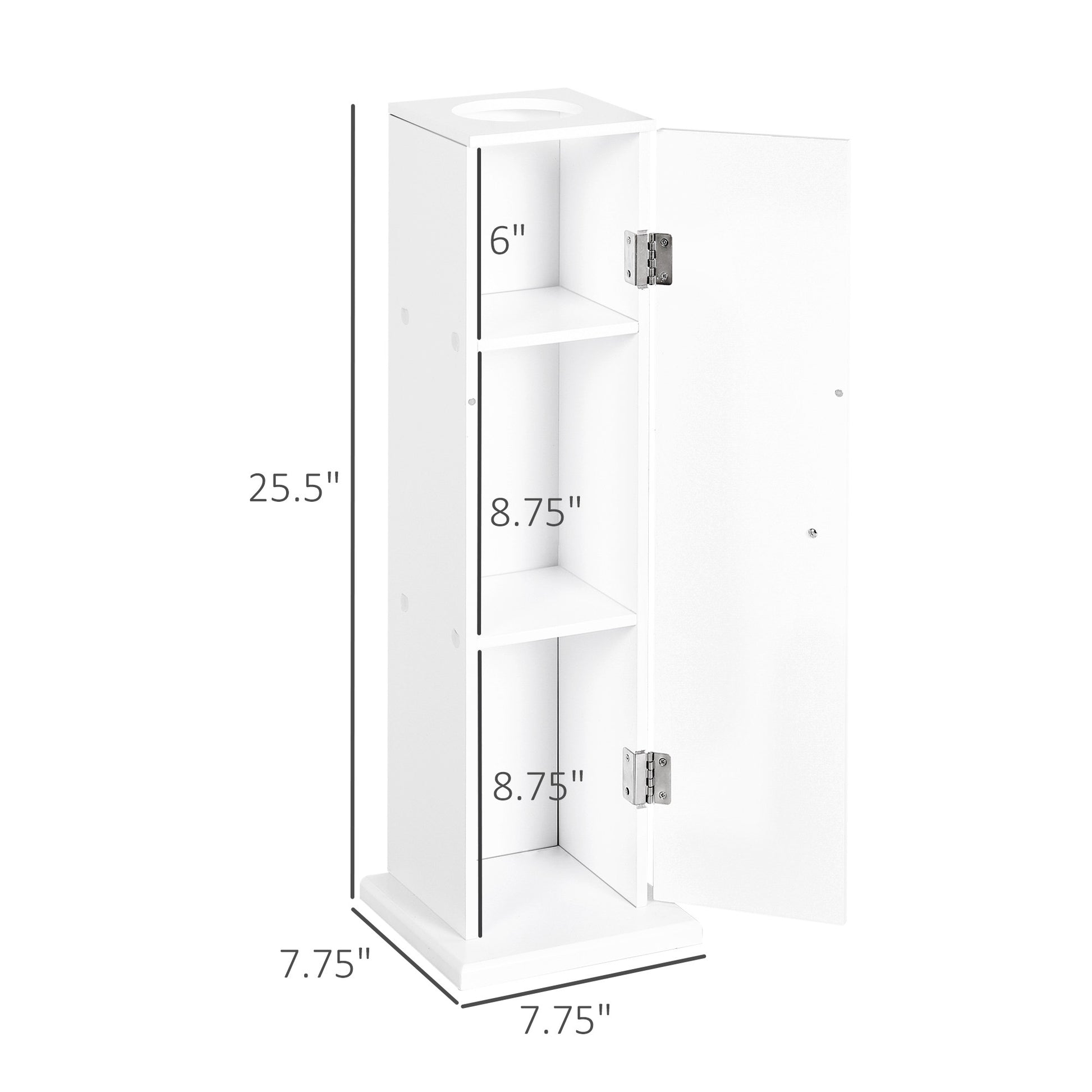 Toilet Paper Cabinet, Small Bathroom Corner Floor Cabinet With Doors And Shelves, Thin Storage Bathroom Organizer For Paper Shampoo, White White Engineered Wood