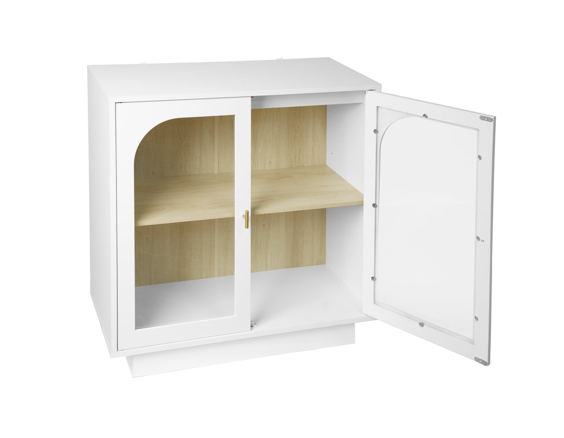 Storage Cabinet With Acrylic Door For Living Room, Dining Room, Study White Particle Board