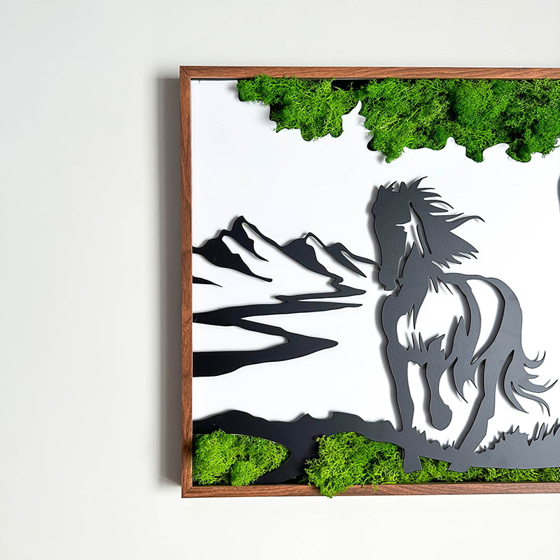 Horse Moss Metal Wall Art Green Iron