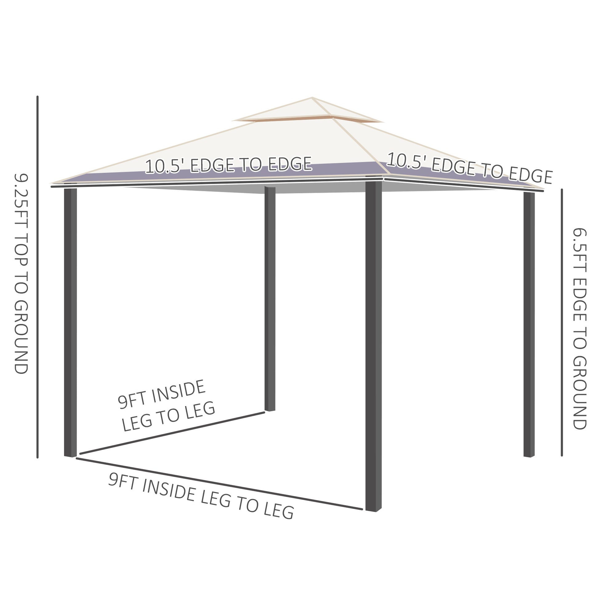 10' X 10' Outdoor Gazebo With Netting And Curtains, Patio Gazebo Canopy With 2 Tier Soft Top Roof And Steel Frame For Lawn, Garden, Backyard And Deck White Steel