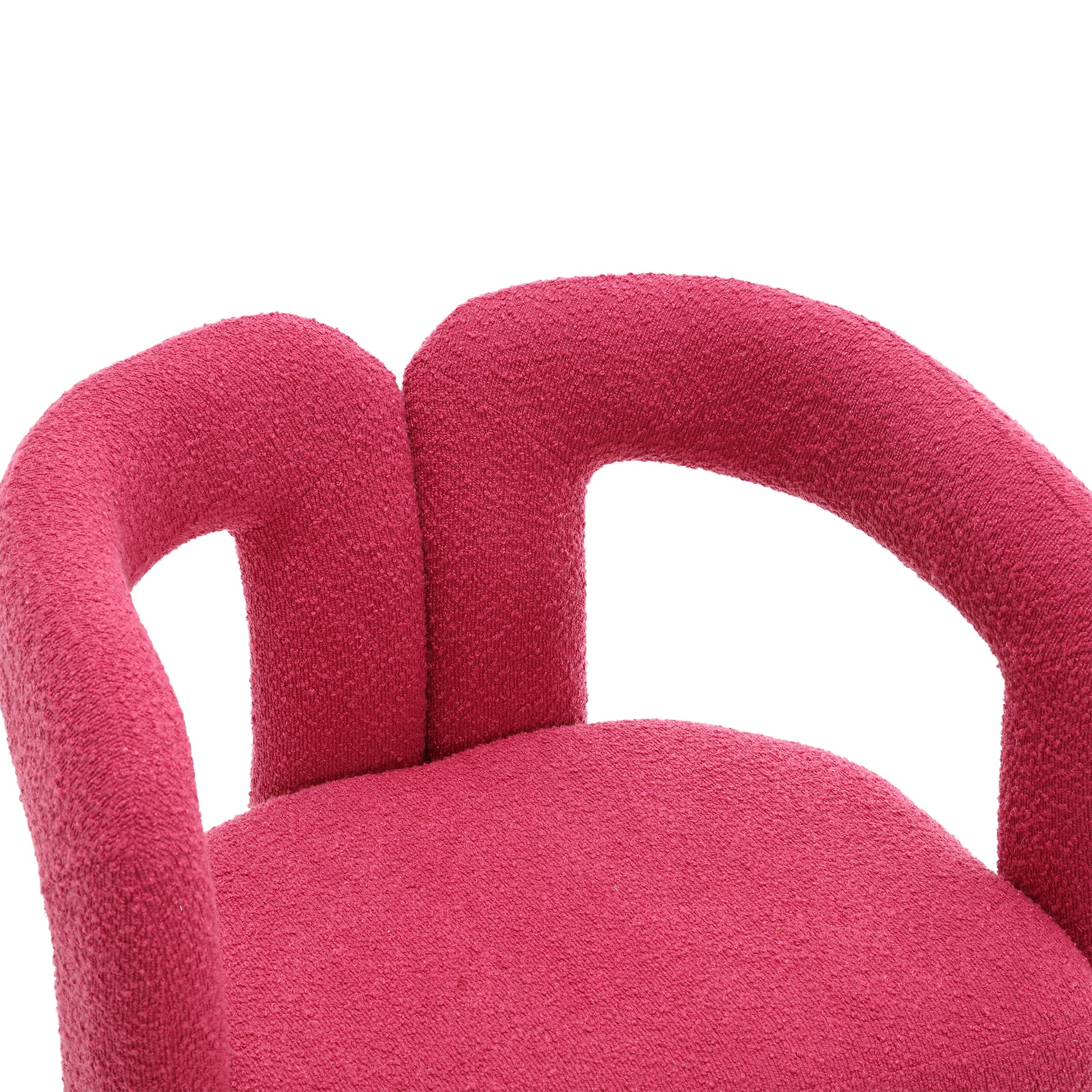 Coolmore 360 Degree Swivel Cuddle Barrel Accent Chairs, Round Armchairs With Wide Upholstered, Fluffy Fabric Chair For Living Room, Bedroom, Office, Waiting Rooms Rose Red Boucle Rose Red Foam Boucle