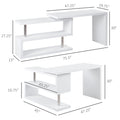 360 Degree Rotating Corner Computer Desk, L Shaped Desk, Home Office Workstation With 3 Tier Storage Shelves, White White Stainless Steel