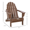 Folding Adirondack Chair, Faux Wood Patio & Fire Pit Chair, Weather Resistant Hdpe For Deck, Outside Garden, Porch, Backyard, Brown Brown Polyethylene