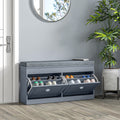 Modern Shoe Rack Bench For Entryway, Storage Organizer With Cushion, 2 Drawers, Adjustable Shelf, Holds 8 Pairs, Gray Gray Particle Board