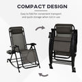 Outdoor Rocking Chairs, Foldable Reclining Anti Gravity Lounge Rocker W Pillow, Cup & Phone Holder, Combo Design W Folding Legs, Gray Gray Steel