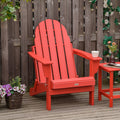 Folding Adirondack Chair, Faux Wood Patio & Fire Pit Chair, Weather Resistant Hdpe For Deck, Outside Garden, Porch, Backyard, Red Red Polyethylene