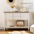 Console Table With Drawers, Vintage Entryway Table With 2 Drawers, Cabinets And Bottom Shelf, Retro Sofa Table For Living Room, Bedroom, White White Mdf